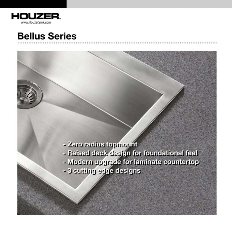 Houzer Bellus 33" Stainless Steel Drop-in Topmount 1-hole 60/40 Double Bowl Kitchen Sink with Strainer & Grids