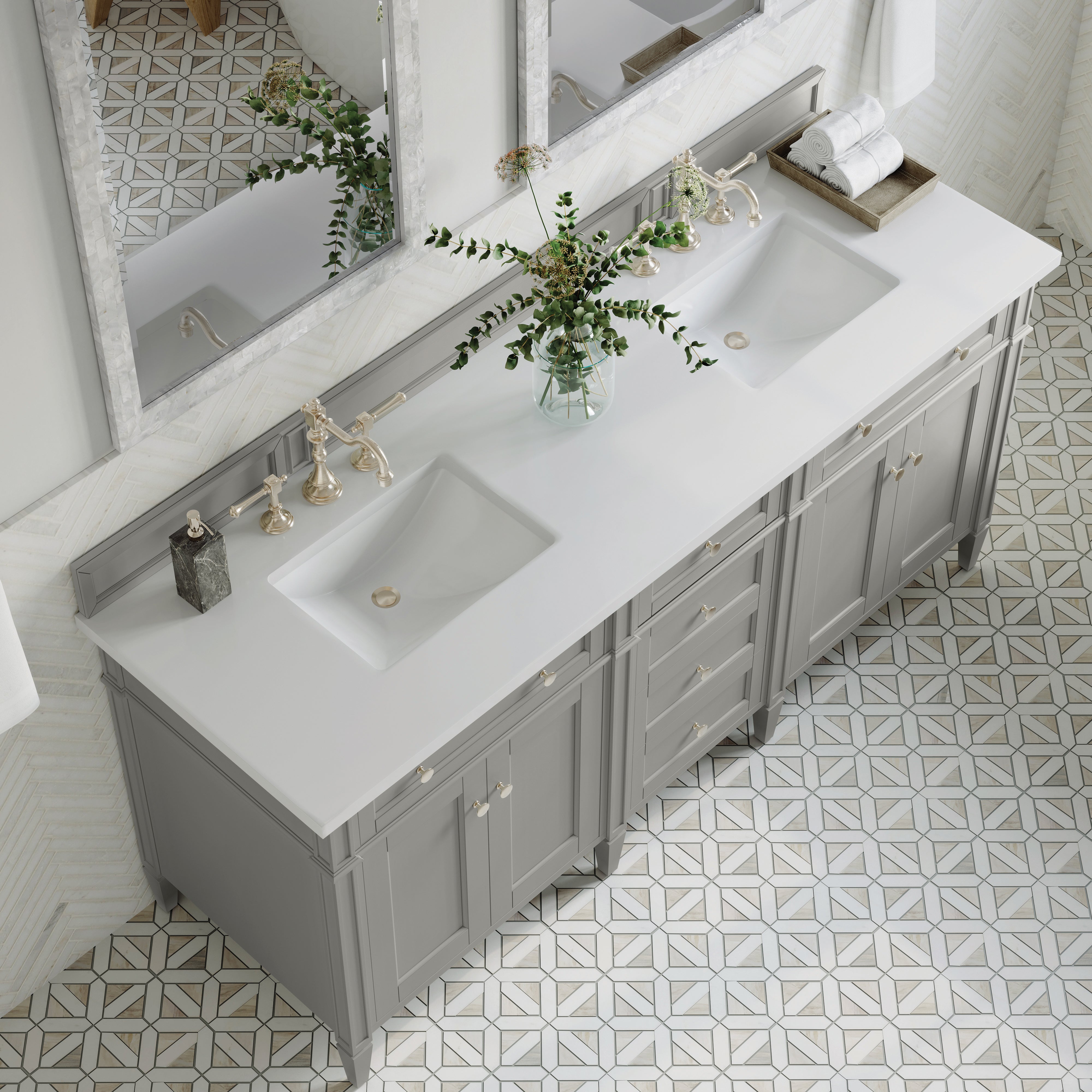 James Martin Brittany 72" Double Vanity in Urban Gray with 3cm Countertop