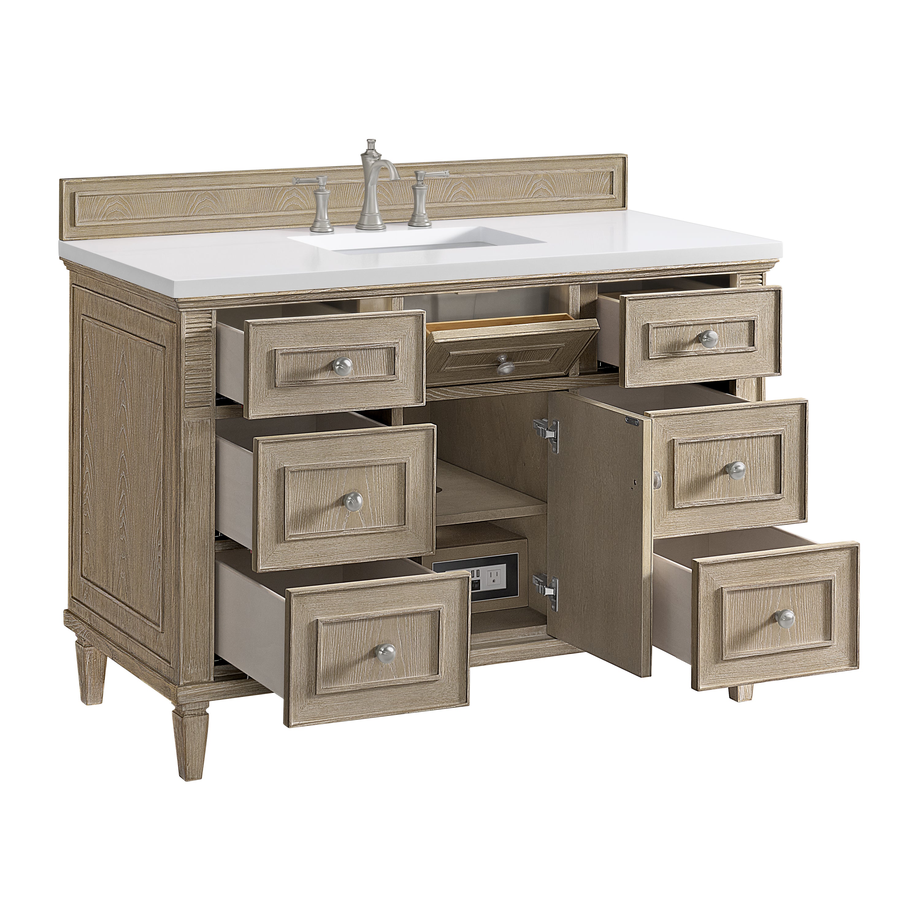James Martin Lorelai 48" Single Vanity in Whitewashed Oak with 3cm Countertop