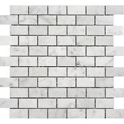 Bianco Carrara Honed Marble Mosaic Brick 1"X2"