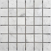 Bianco Carrara Honed Marble Mosaic Square 2"X2"