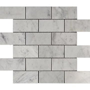 Bianco Carrara Honed Marble Mosaic Brick 2"X4"