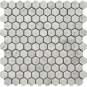 Bianco Carrara Honed Marble Mosaic Hexagon 1"