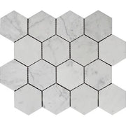 Bianco Carrara Honed Marble Mosaic Hexagon 3"