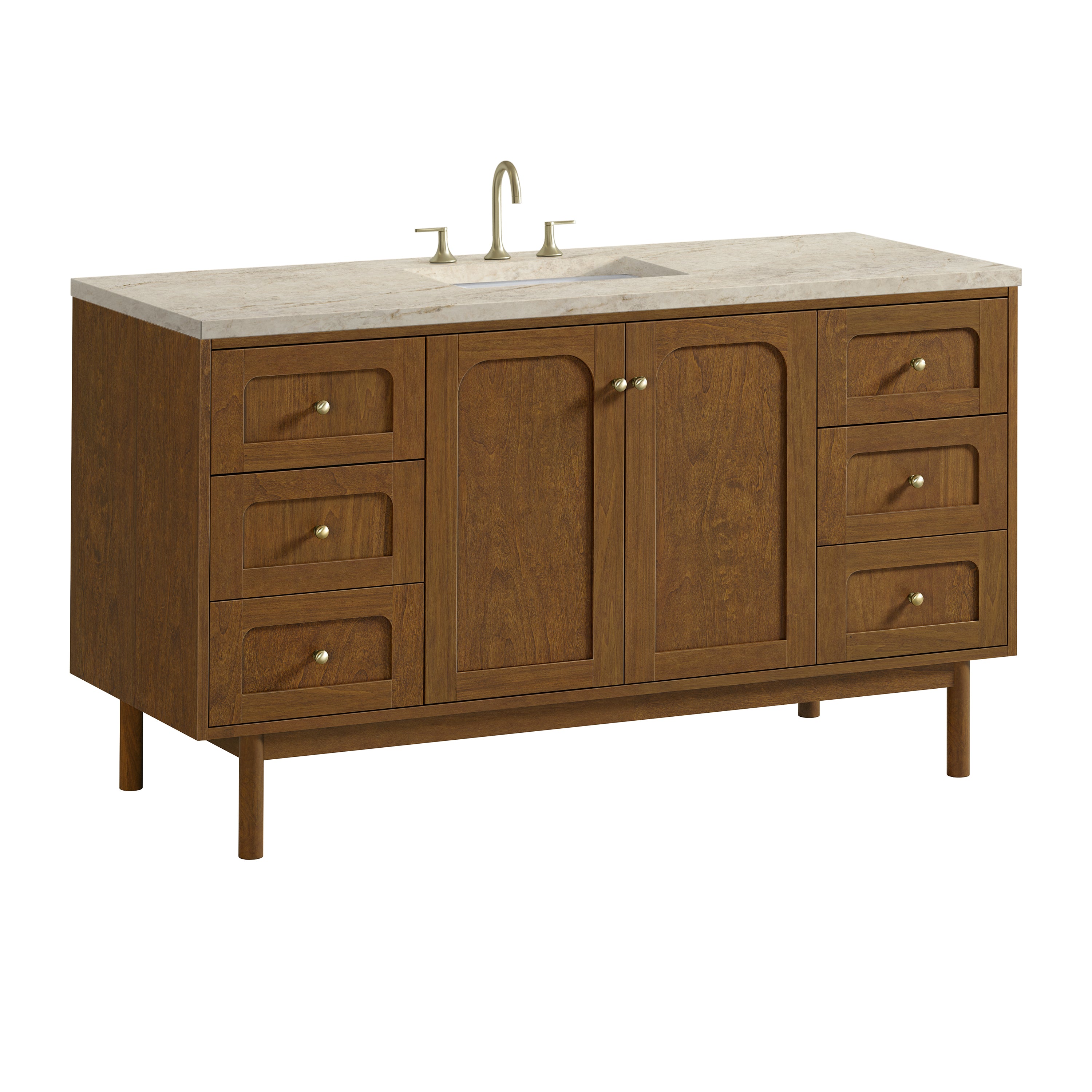 James Martin Laurent 60" Single Vanity in Honey Oak with 3cm Countertop and FreePower Wireless Charger
