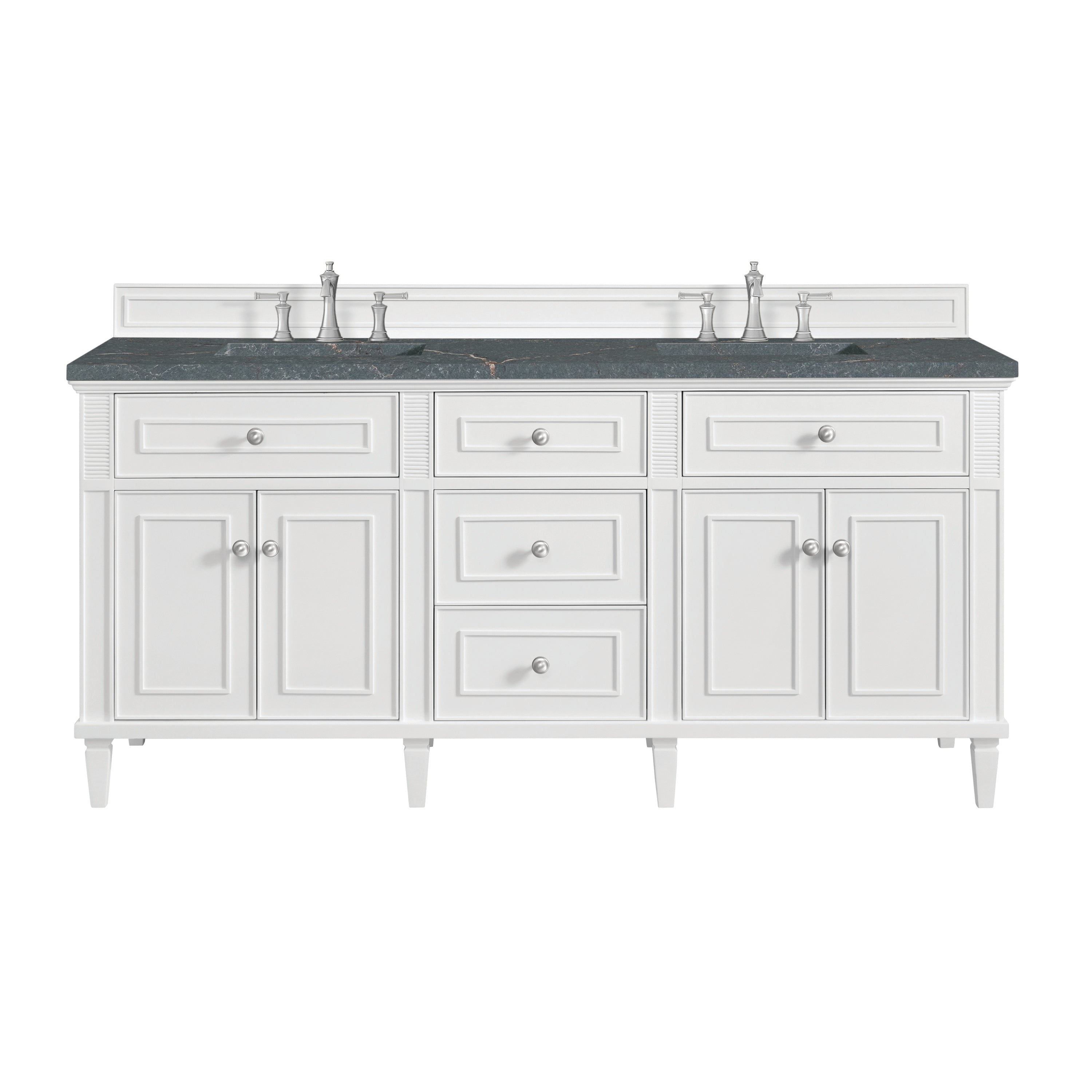 James Martin Lorelai 72" Double Vanity in Bright White with 3cm Countertop and FreePower Wireless Charger