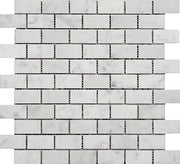 Bianco Carrara Polished Marble Mosaic Brick 1"X2"