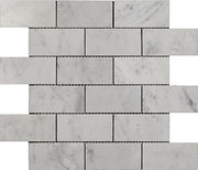 Bianco Carrara Polished Marble Mosaic Brick 2"X4"