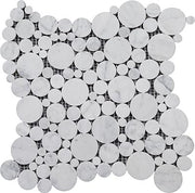 Bianco Carrara Polished Marble Mosaic Bubble Round