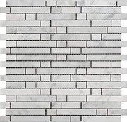 Bianco Carrara Polished Marble Mosaic Bullet Strip