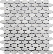 Bianco Carrara Polished Marble Mosaic Ellipse Oval