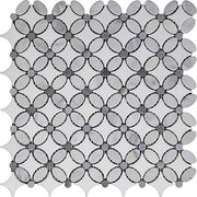 Bianco Carrara Polished Marble Mosaic Flower