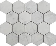 Bianco Carrara Polished Marble Mosaic Hexagon 3"