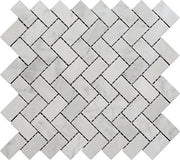 Bianco Carrara Polished Marble Mosaic Herringbone 1"X2"