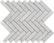 Bianco Carrara Polished Marble Mosaic Herringbone 1"X4"
