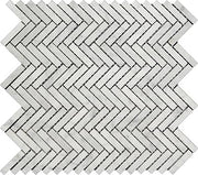 Bianco Carrara Polished Marble Mosaic Herringbone 3/8"X2"