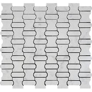 Bianco Carrara Polished Marble Mosaic Hourglass