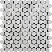 Bianco Carrara Polished Marble Mosaic Penny Round 1"