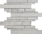 Bianco Carrara Polished Marble Mosaic Random Strips