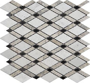 Bianco Carrara Polished Marble Mosaic Temple Gray