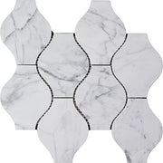 Bianco Carrara Polished Marble Mosaic Vase