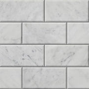 Bianco Carrara Polished Marble Tile 3"X6" Big Bevel Subway