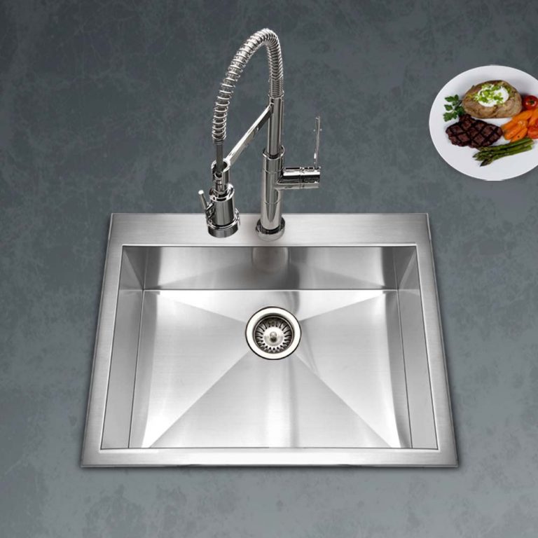 Houzer Bellus 25" Stainless Steel Drop-in Topmount 1-hole Single Bowl Kitchen Sink with Strainer & Grid