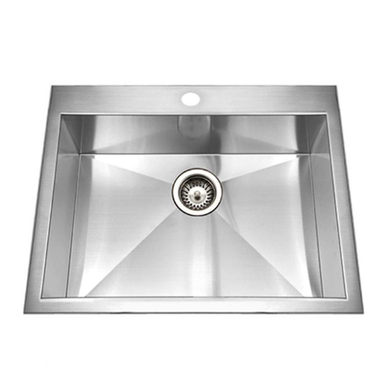 Houzer Bellus 25" Stainless Steel Drop-in Topmount 1-hole Single Bowl Kitchen Sink with Strainer & Grid
