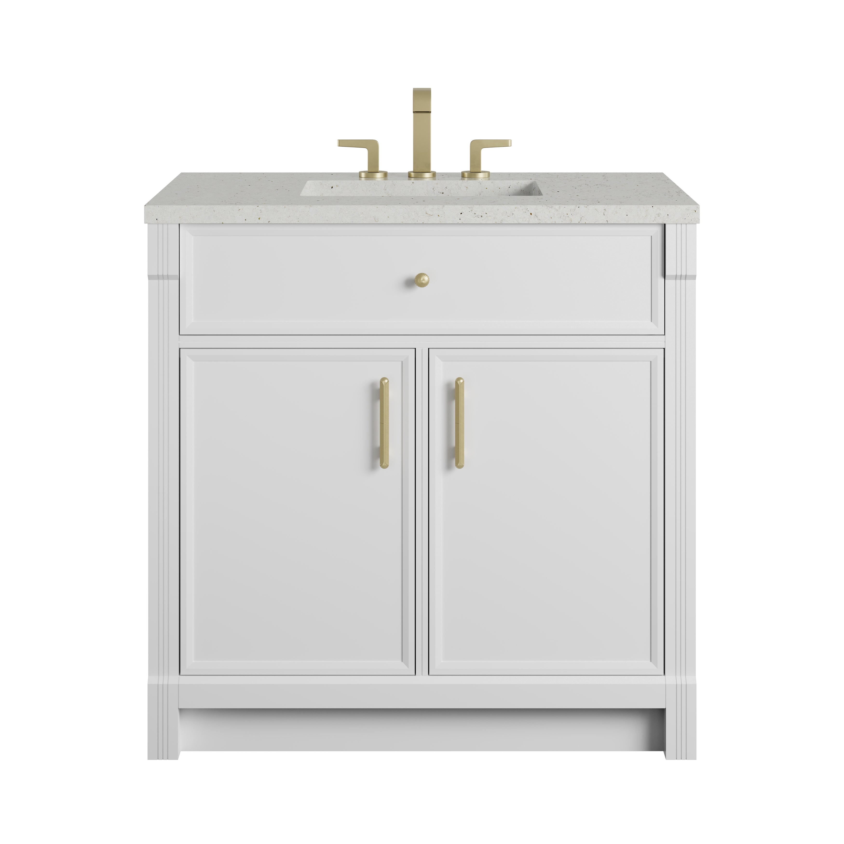 James Martin Bellshire 36" Single Vanity in Bright White with 3cm Countertop