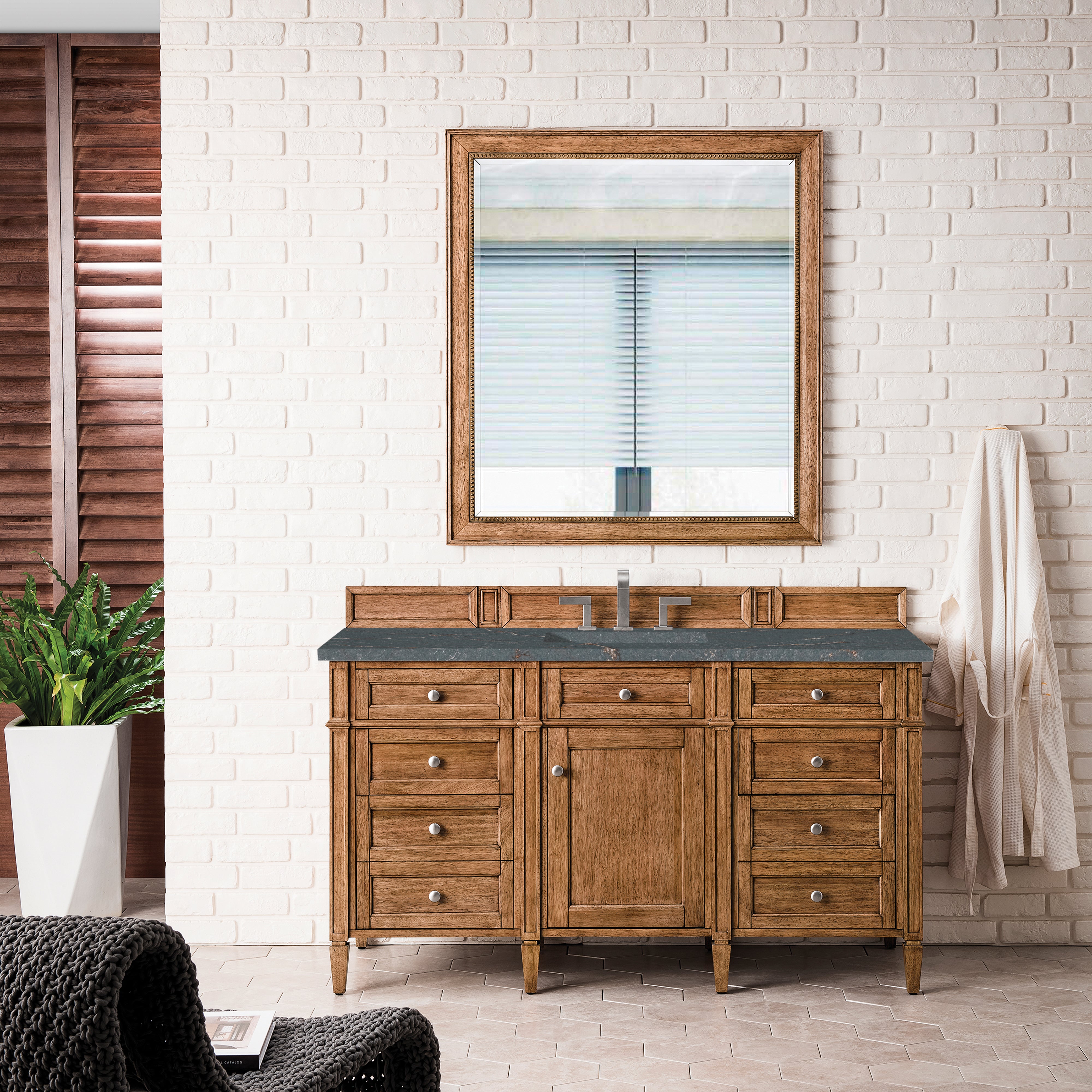 James Martin Brittany 60" Single Vanity in Saddle Brown with 3cm Countertop