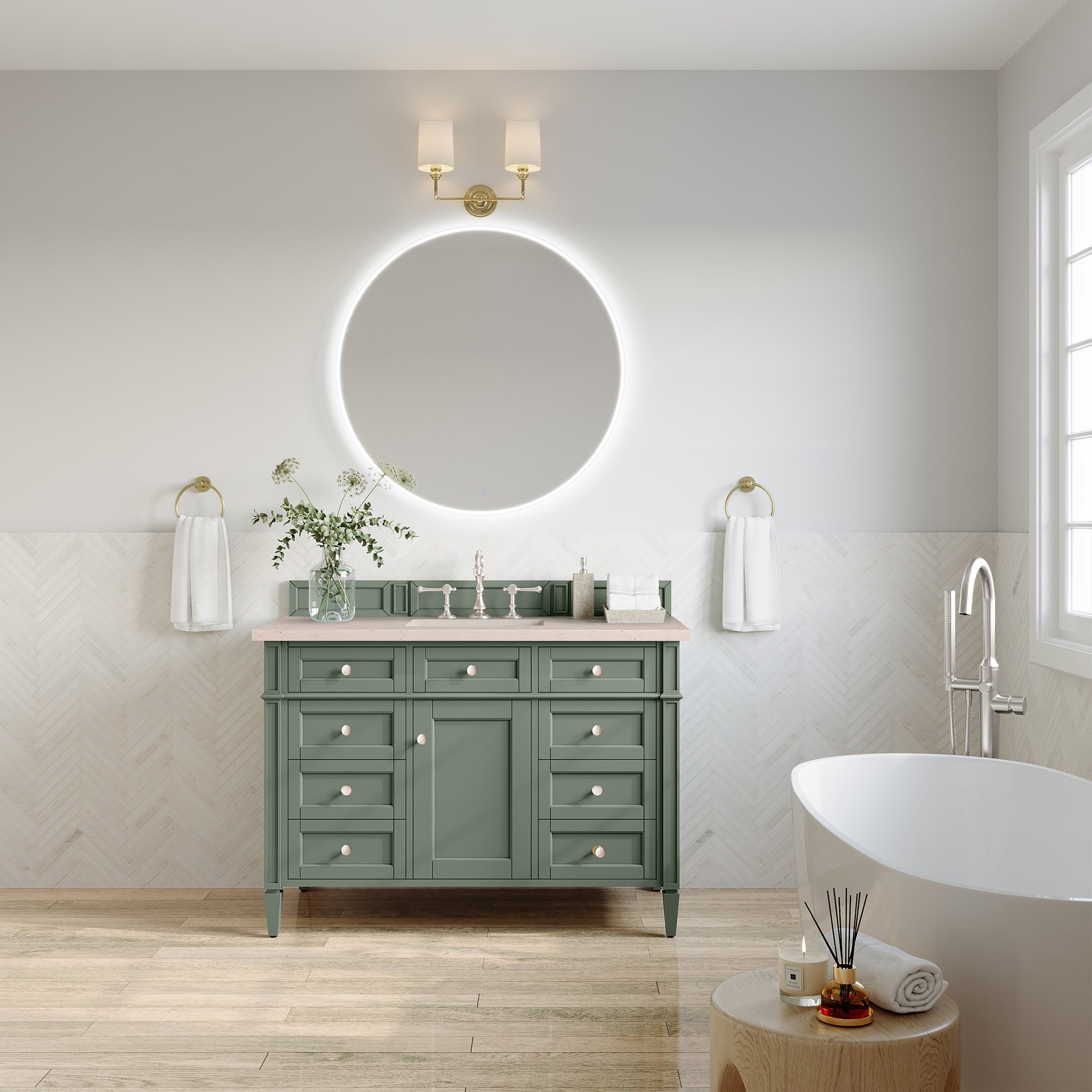 James Martin Brittany 48" Single Vanity in Smokey Celadon with 3cm Countertop