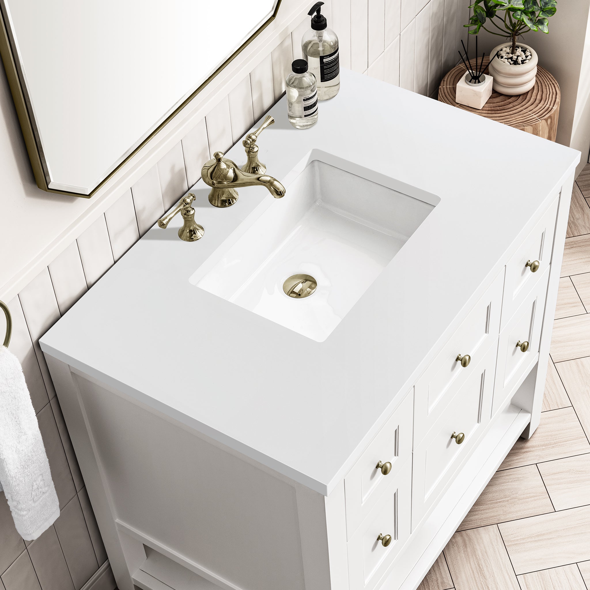 James Martin Breckenridge 36" Single Vanity in Bright White with 3cm Countertop