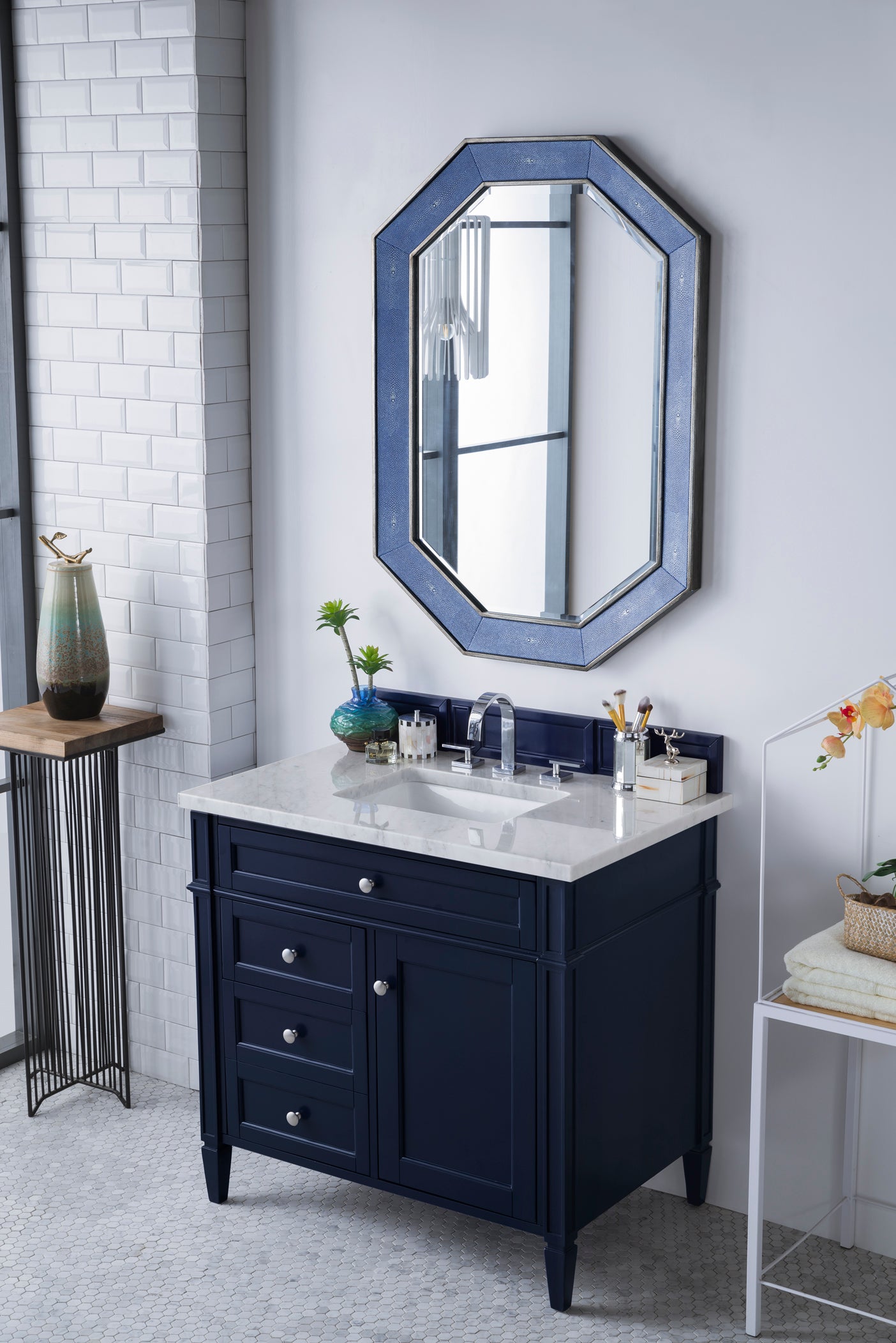 James Martin Brittany 36" Single Vanity in Victory Bleu with 3cm Countertop
