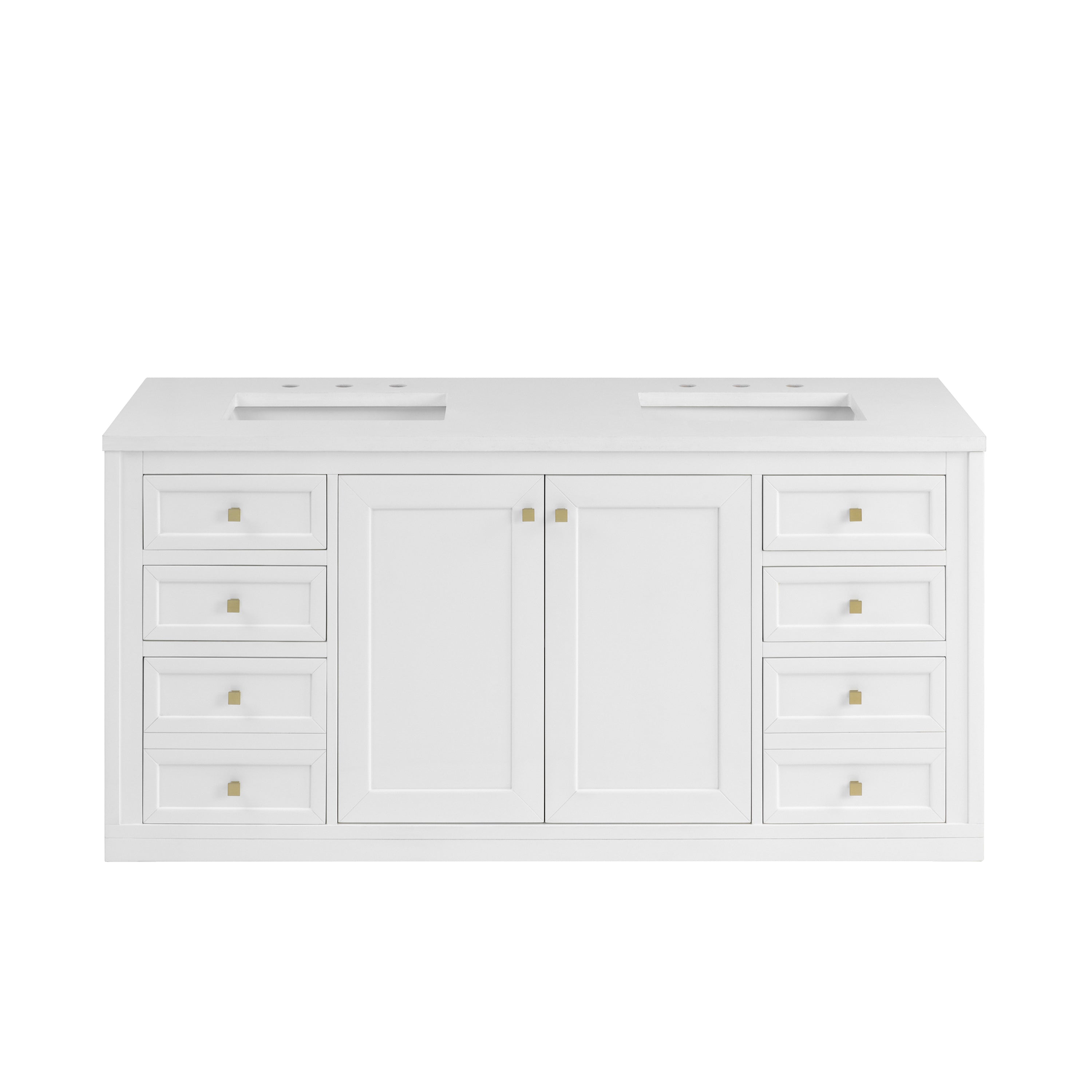 James Martin Chicago 60" Double Vanity in Glossy White with 3cm Countertop