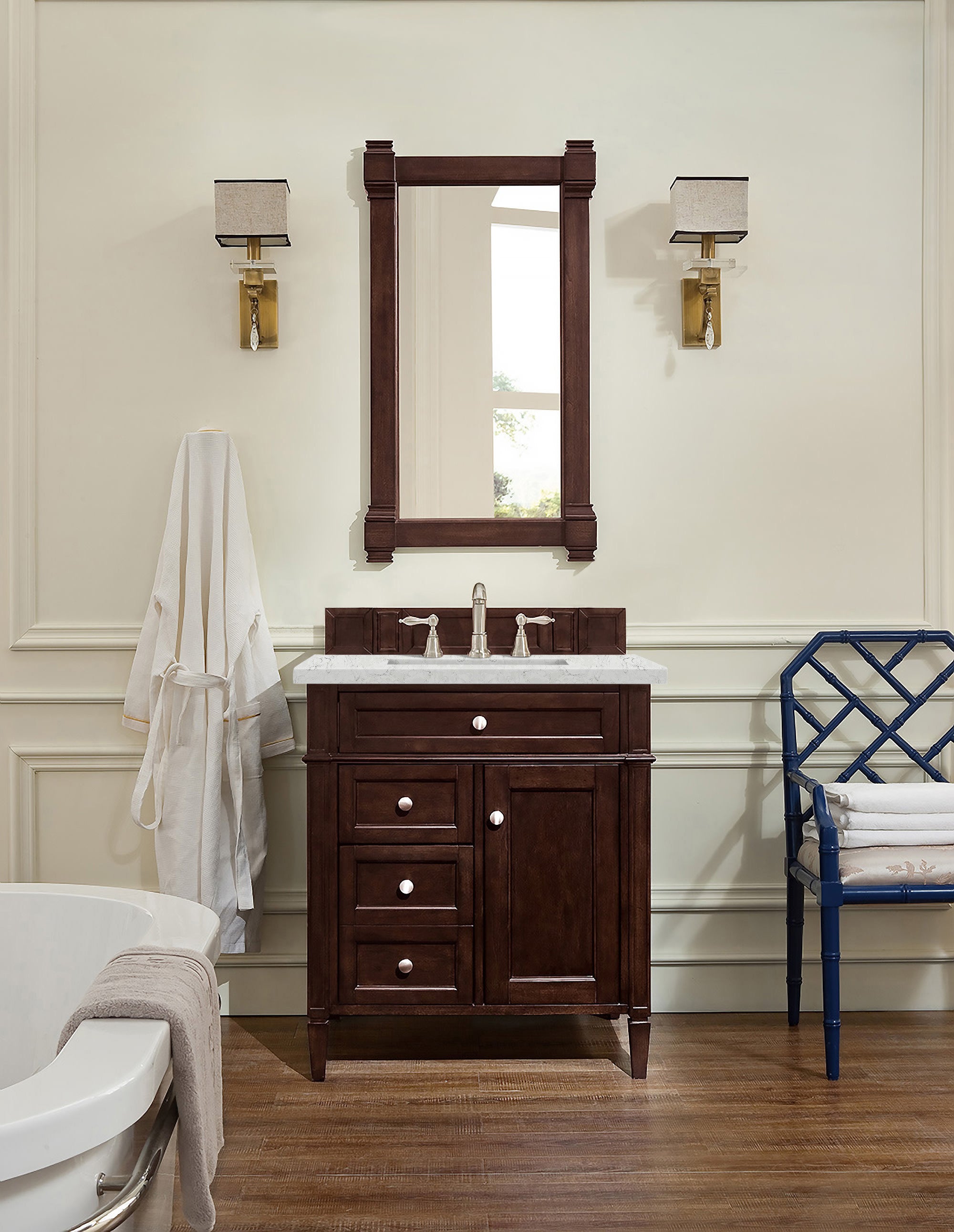 James Martin Brittany 30" Single Vanity in Burnished Mahogany with 3cm Countertop