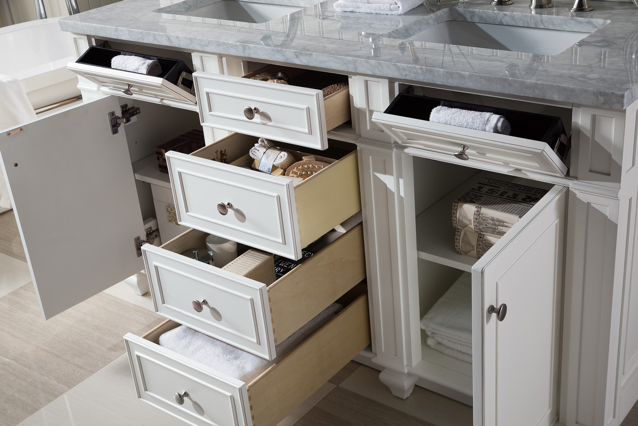 James Martin Bristol 60" Double Vanity in Bright White with 3cm Countertop