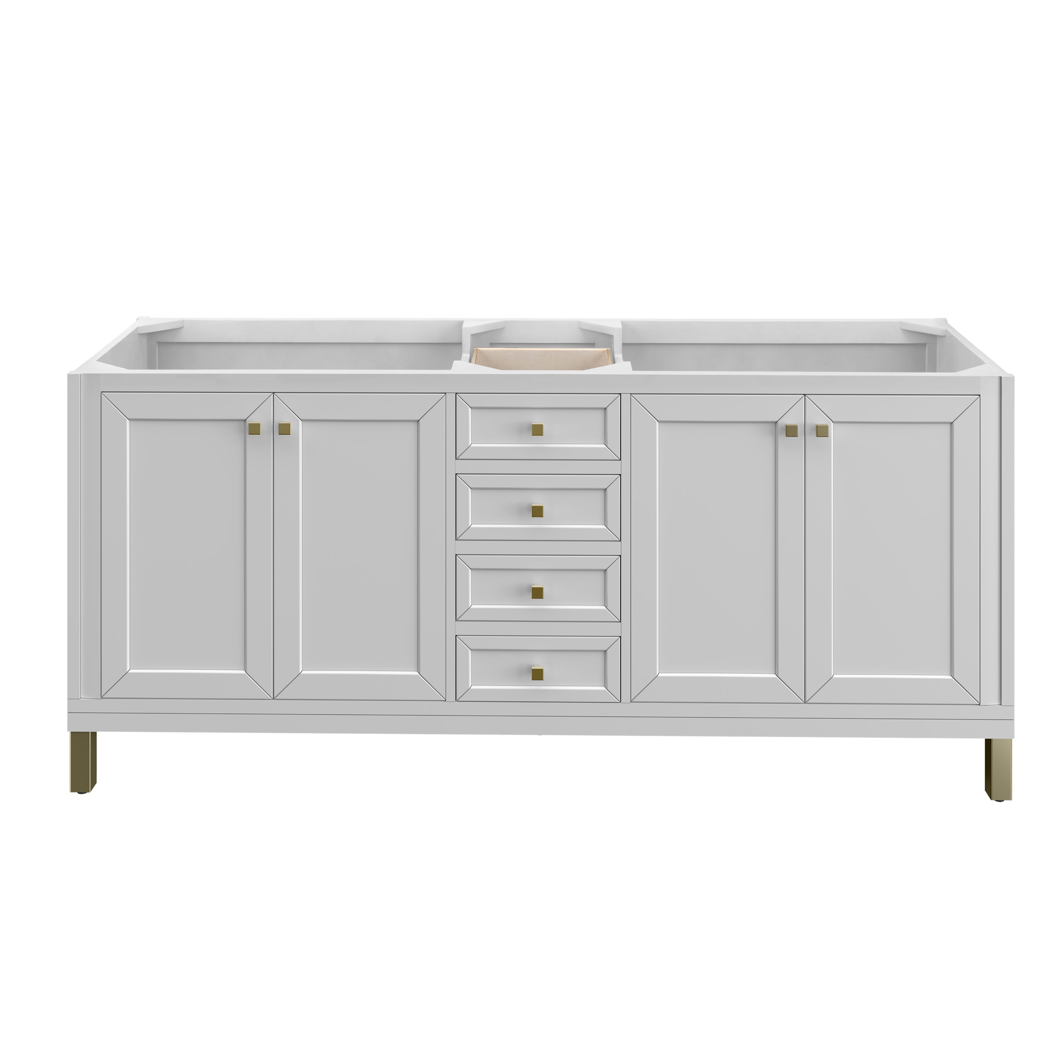 James Martin Chicago 72" Double Vanity in Glossy White with 3cm Countertop