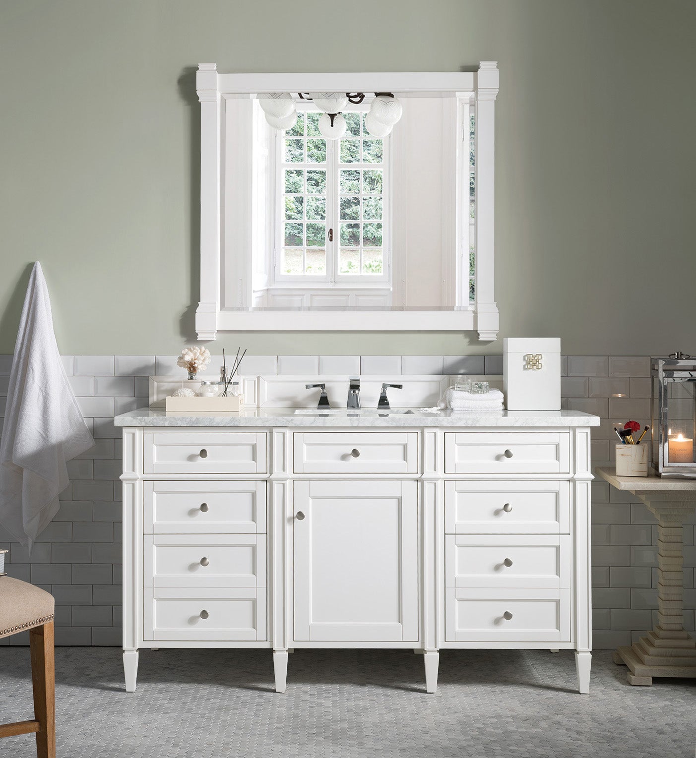 James Martin Brittany 60" Single Vanity in Bright White with 3cm Countertop