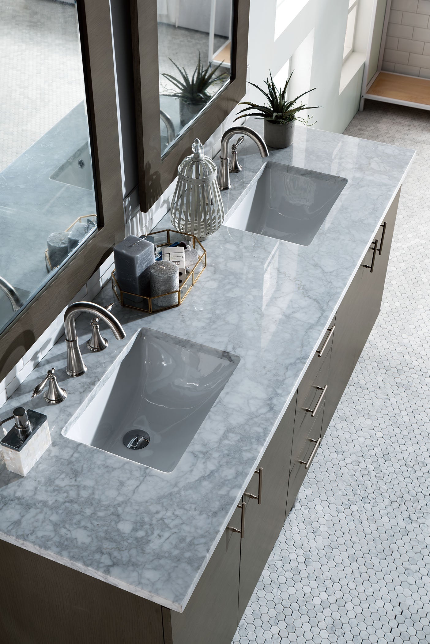 James Martin Metropolitan 72" Double Vanity in Silver Oak with 3cm Countertop