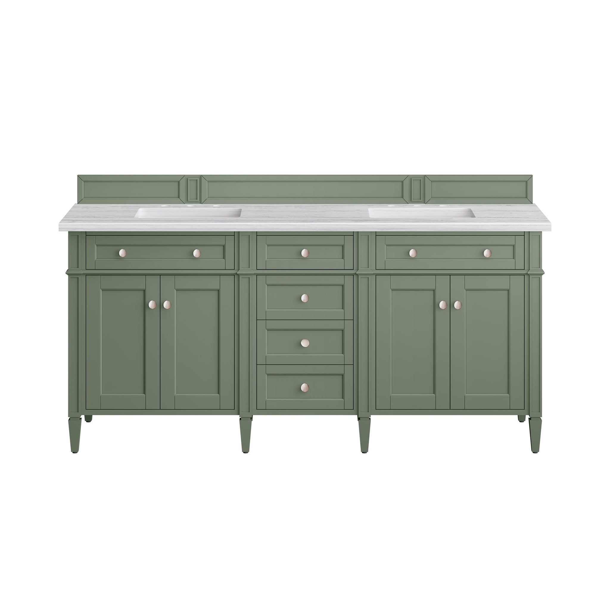 James Martin Brittany 72" Double Vanity in Smokey Celadon with 3cm Countertop