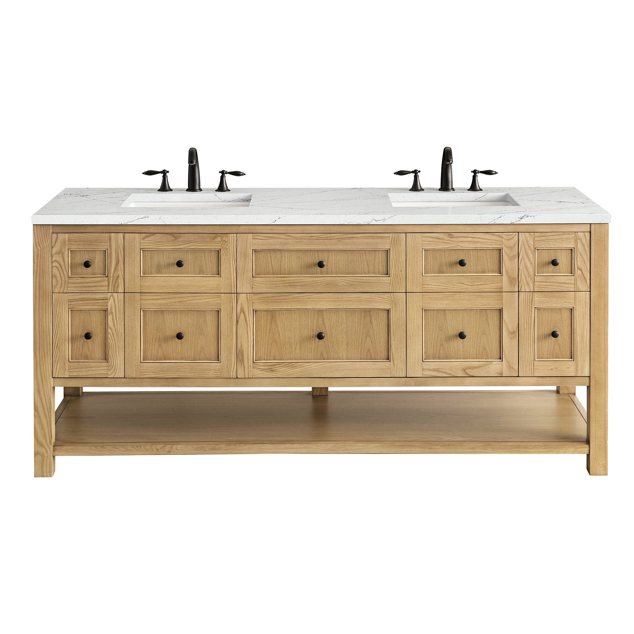 James Martin Breckenridge 72" Double Vanity in Light Natural Oak with 3cm Countertop and FreePower Wireless Charger