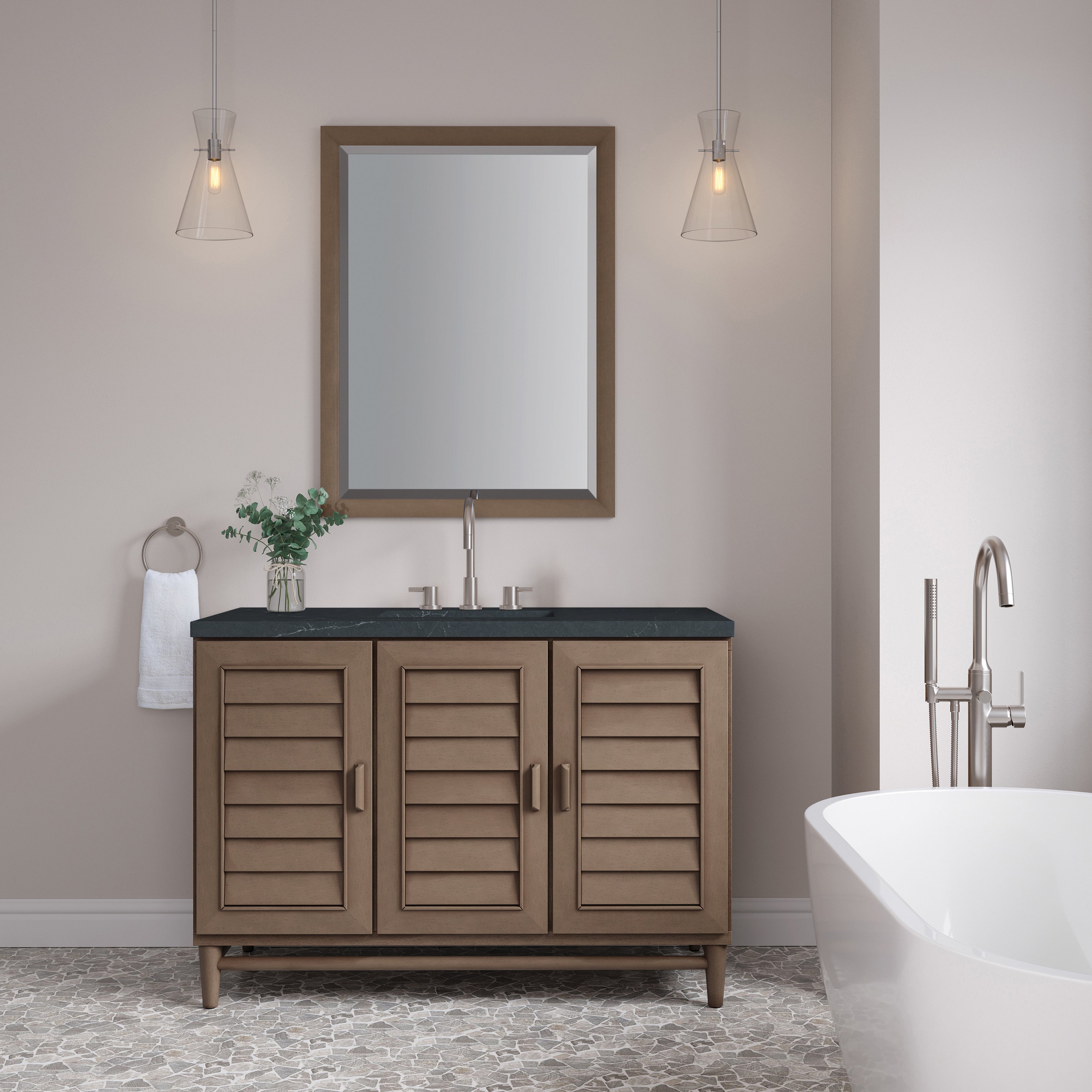 James Martin Portland 48" Single Vanity in Whitewashed Walnut with 3cm Countertop