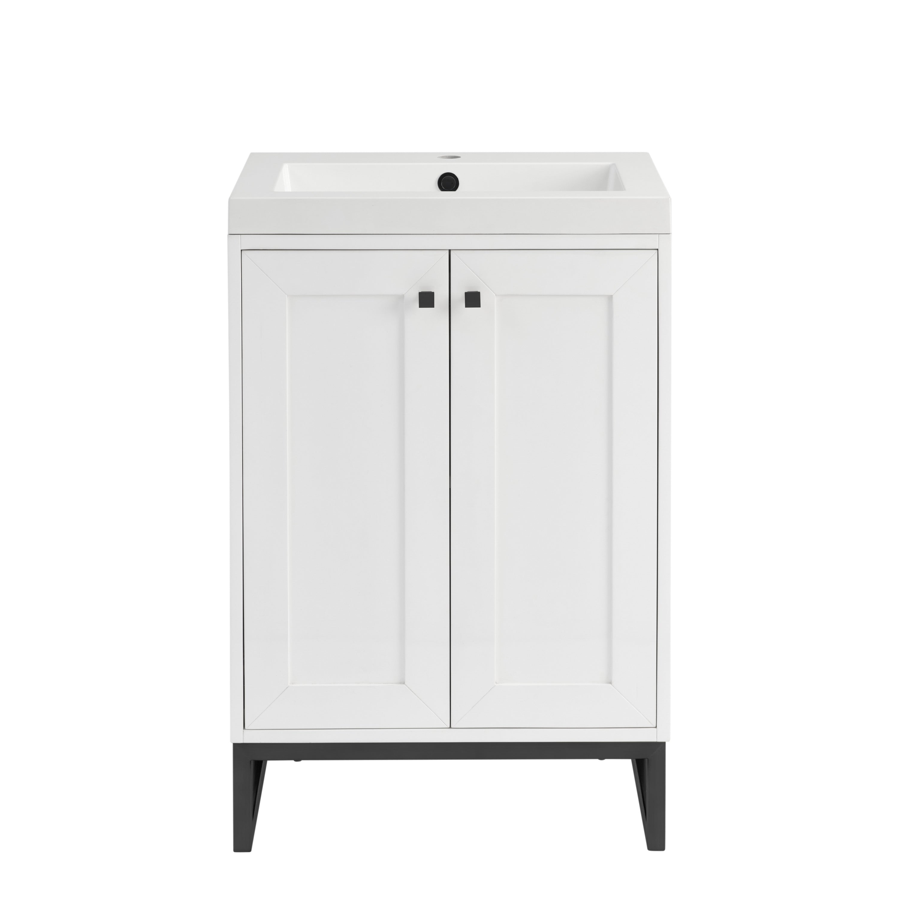 James Martin Chianti 24" Single Vanity in Glossy White with White Glossy Composite Stone Top
