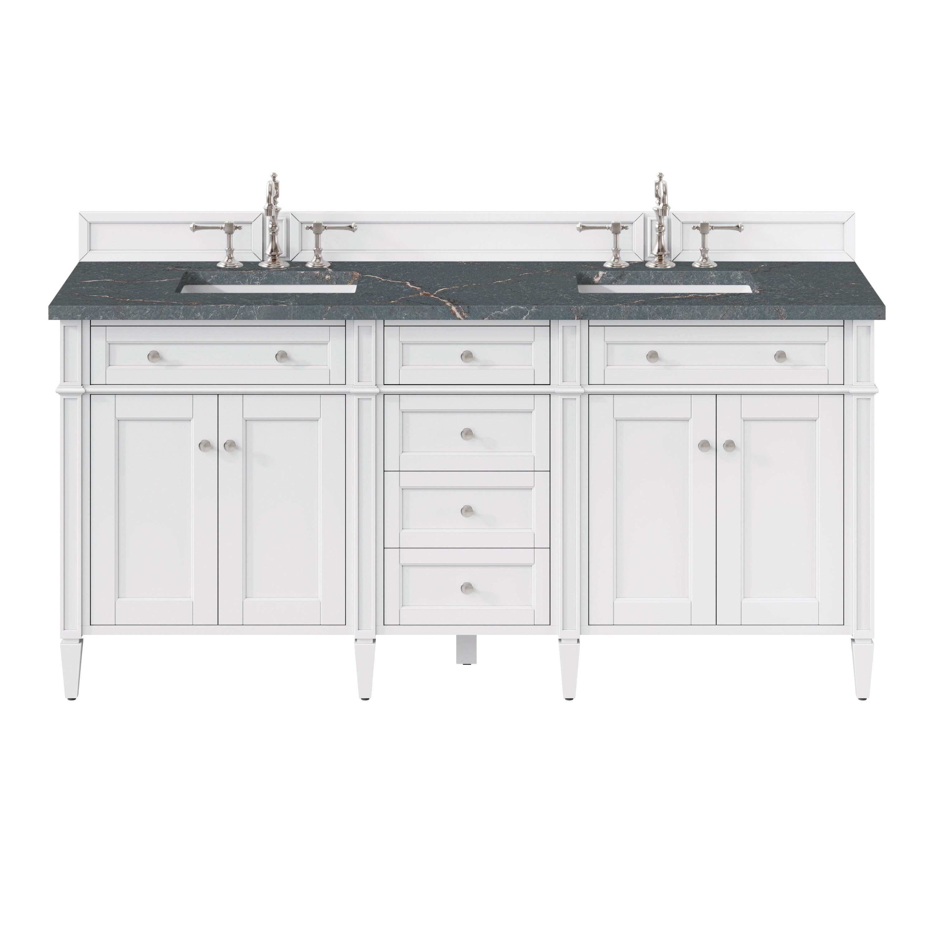 James Martin Brittany 72" Double Vanity in Bright White with 3cm Countertop