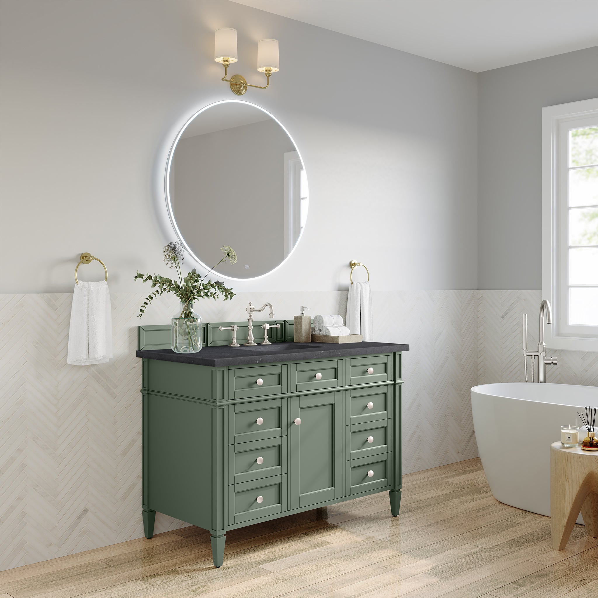 James Martin Brittany 48" Single Vanity in Smokey Celadon with 3cm Countertop