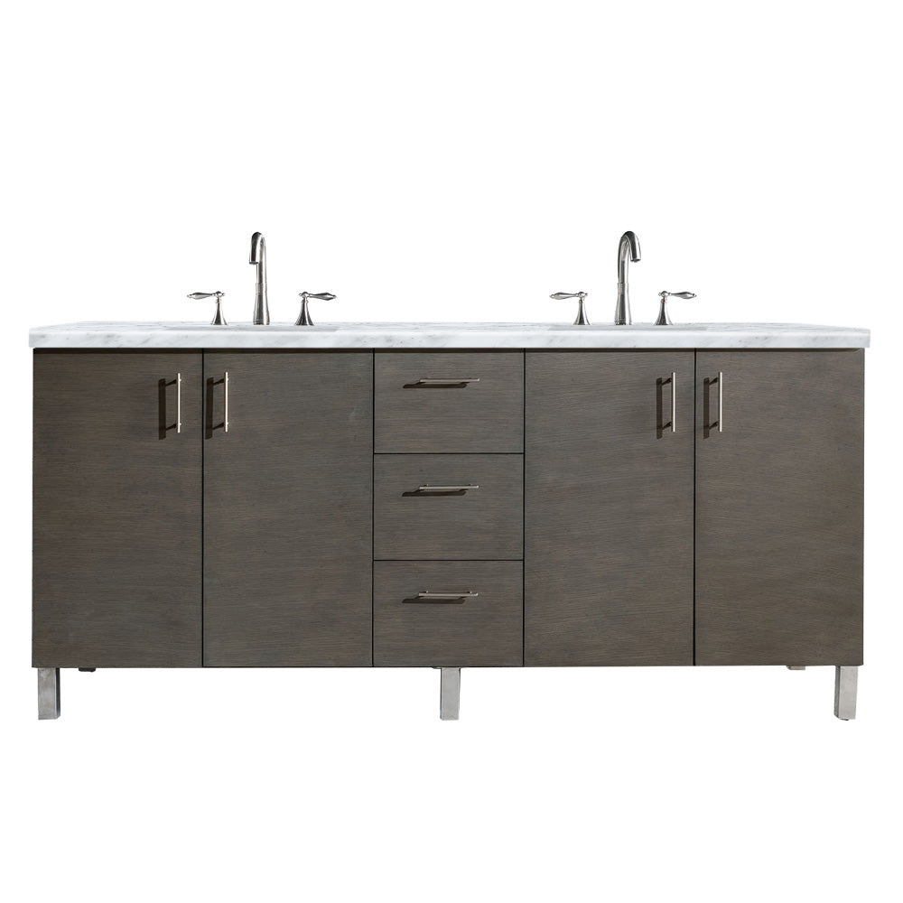 James Martin Metropolitan 72" Double Vanity in Silver Oak with 3cm Countertop