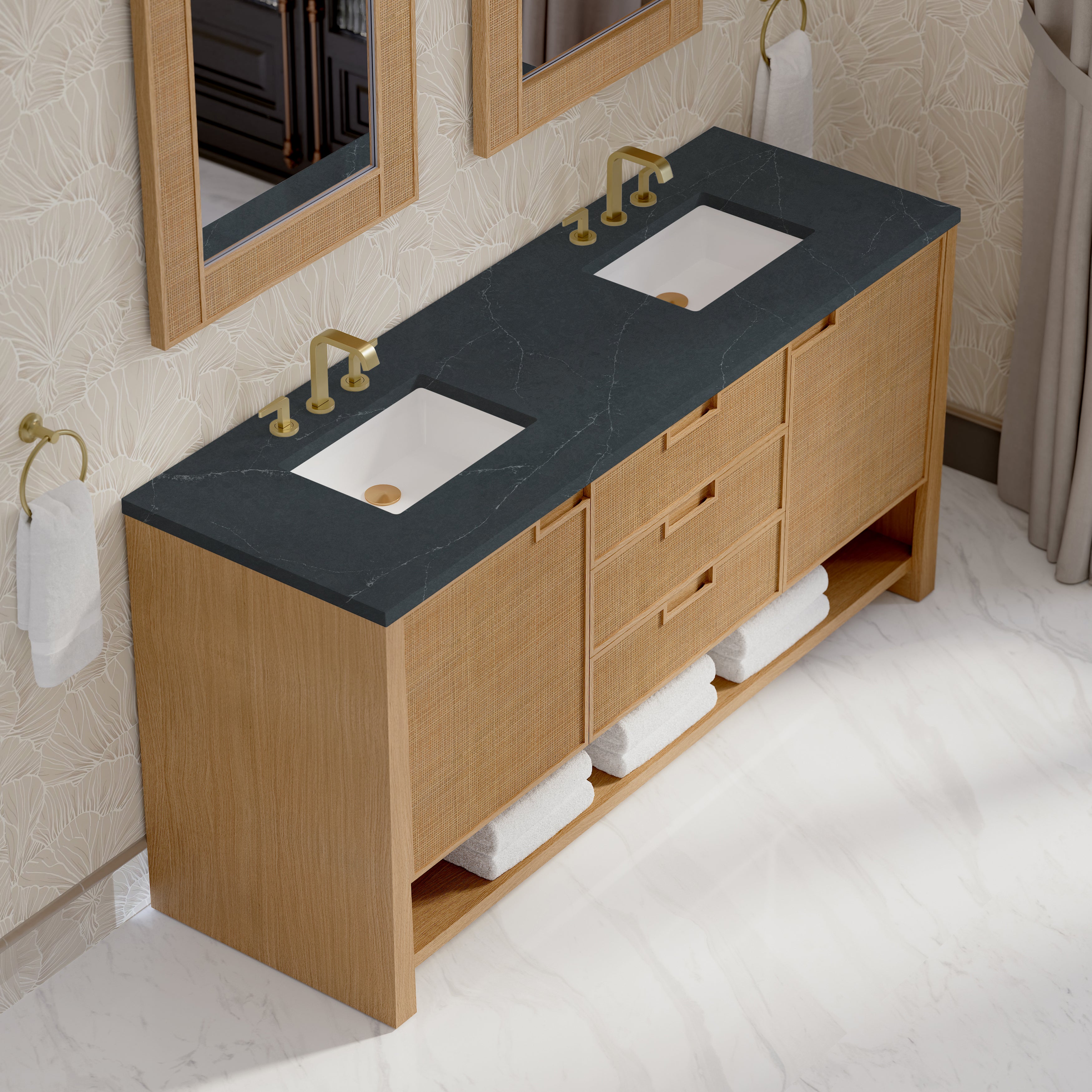 James Martin Solene 72" Double Vanity in Seaside Oak with 3cm Countertop