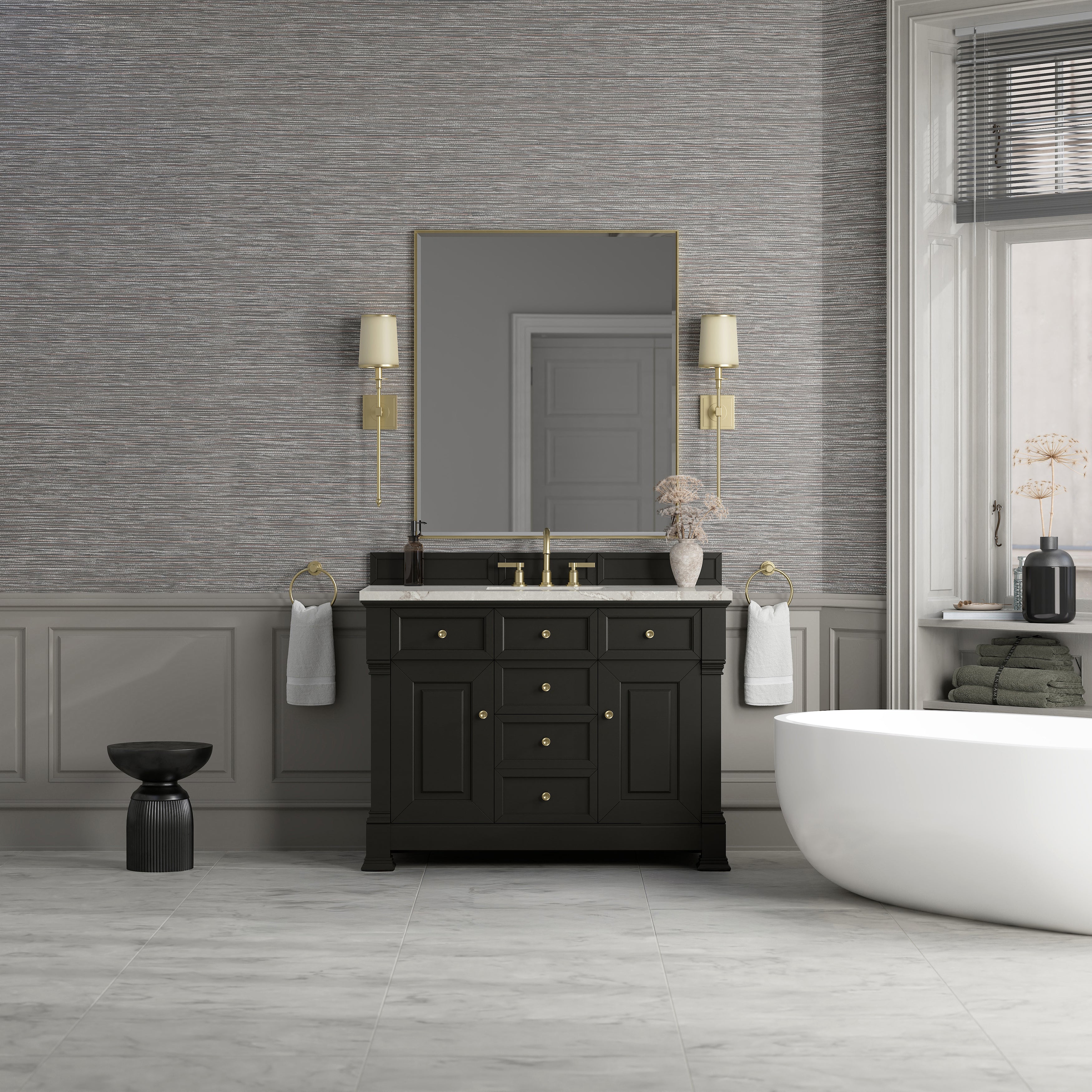 James Martin Brookfield 48" Single Vanity in Black Onyx with 3cm Countertop