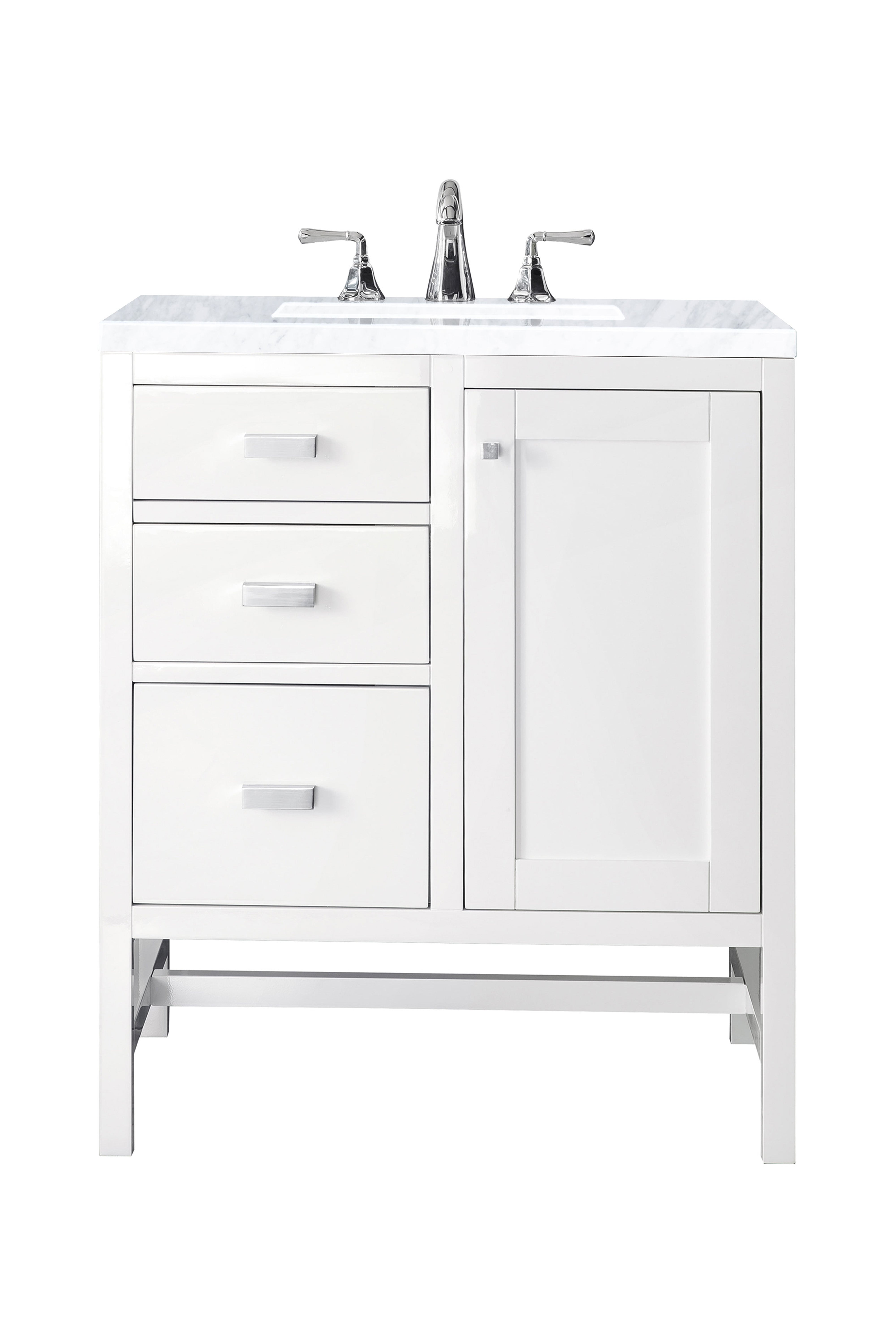 James Martin Addison 30" Single Vanity in Glossy White with 3cm Countertop