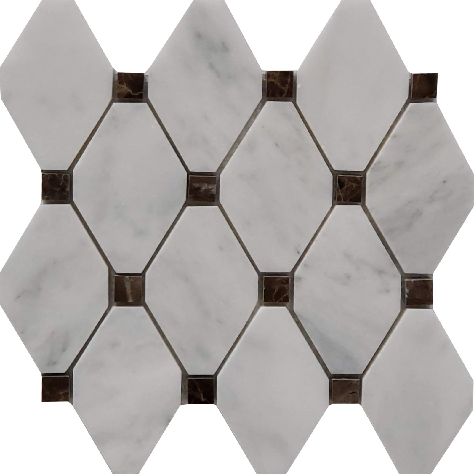 Diamond Mosaic Bianco Imperial With Dark Emperador Dot Marble Polished